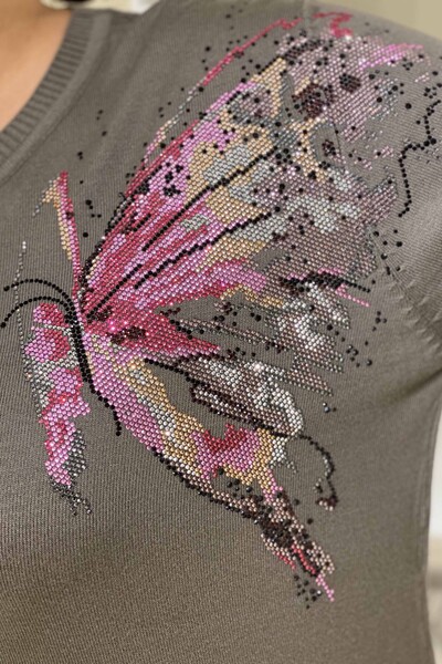 Wholesale Women's Sweater Crew Neck Butterfly Pattern - 16460 | KAZEE - Thumbnail