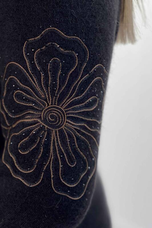 Wholesale Women's Sweater Floral Embroidered Angora - 18875 | KAZEE