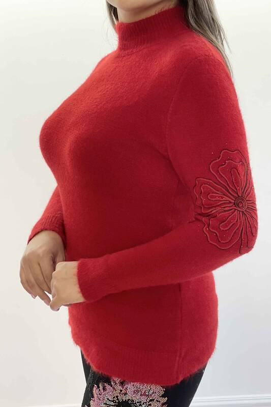 Wholesale Women's Sweater Floral Embroidered Angora - 18875 | KAZEE