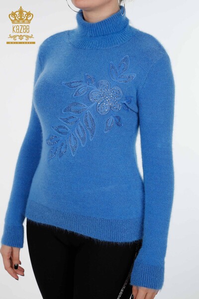 Wholesale Women's Sweater Leaf Flower Patterned Stone Angora - 18873 | KAZEE - Thumbnail