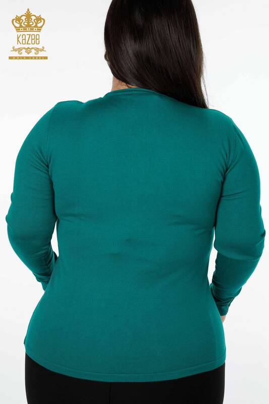 Wholesale Women's Sweater Tulle Detailed Green - 14473 | KAZEE