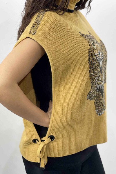 Wholesale Women's Sweater Turtleneck Embroidered Embroidery - 16255 | KAZEE - Thumbnail