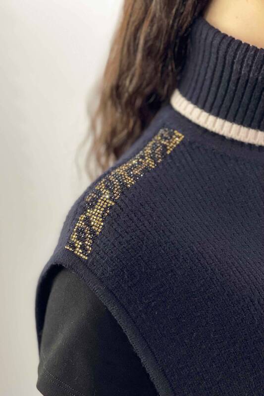 Wholesale Women's Sweater Turtleneck Embroidered Embroidery - 16255 | KAZEE