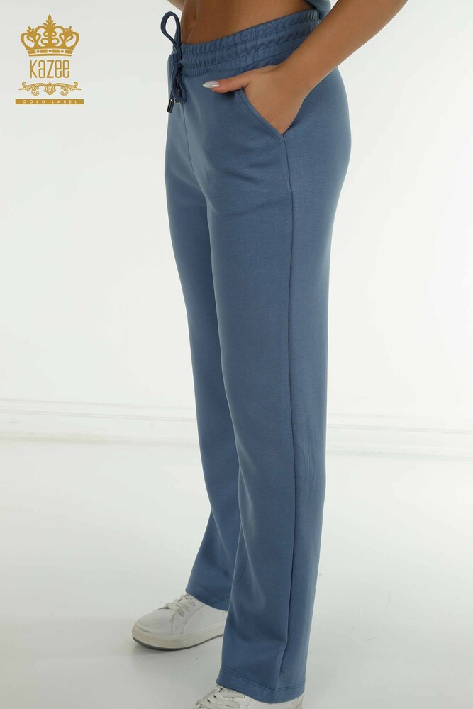 Wholesale Women's Triple Tracksuit Set Button Detailed Indigo - 17633 | KAZEE - 10