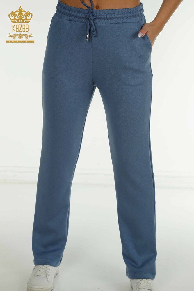 Wholesale Women's Triple Tracksuit Set Button Detailed Indigo - 17633 | KAZEE - 11