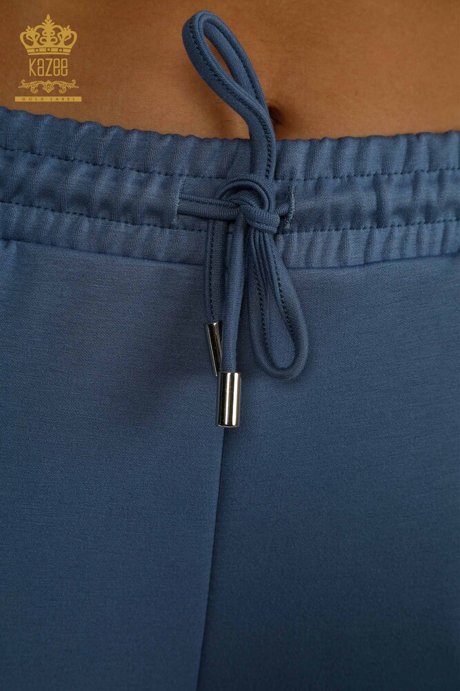 Wholesale Women's Triple Tracksuit Set Button Detailed Indigo - 17633 | KAZEE - 12