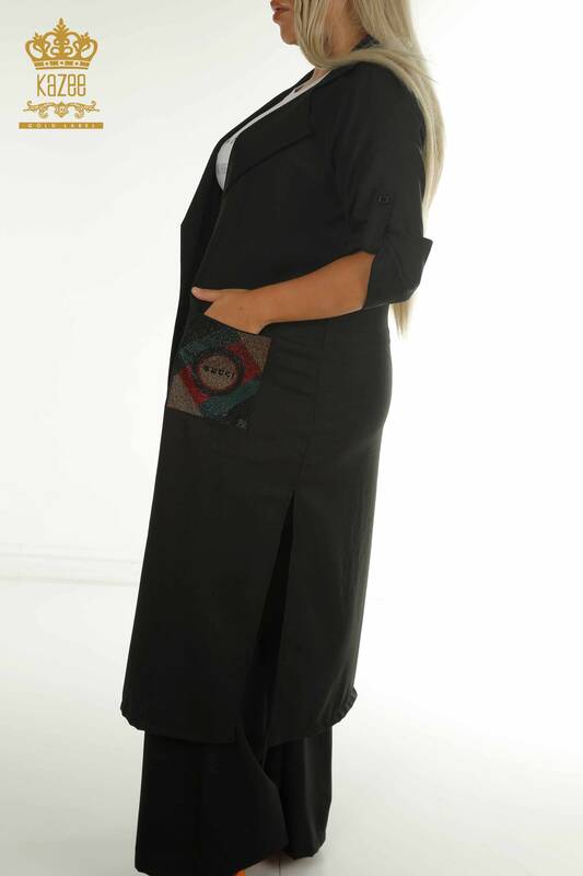 Wholesale Women's Three-piece Suit Black with Pocket Detail - 2407-4551 | A