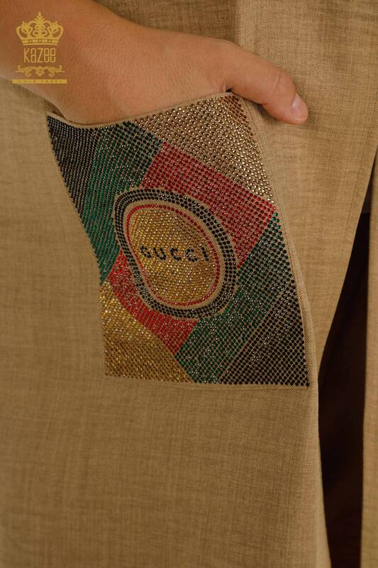 Wholesale Women's Three-piece Suit Pocket Detailed Mink - 2407-4551 | A
