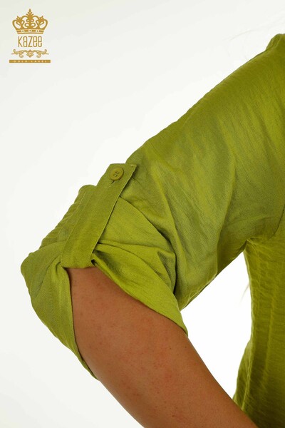 Wholesale Women's Three-piece Suit with Pocket Detail, Pistachio Green - 2407-4551 | A - Thumbnail