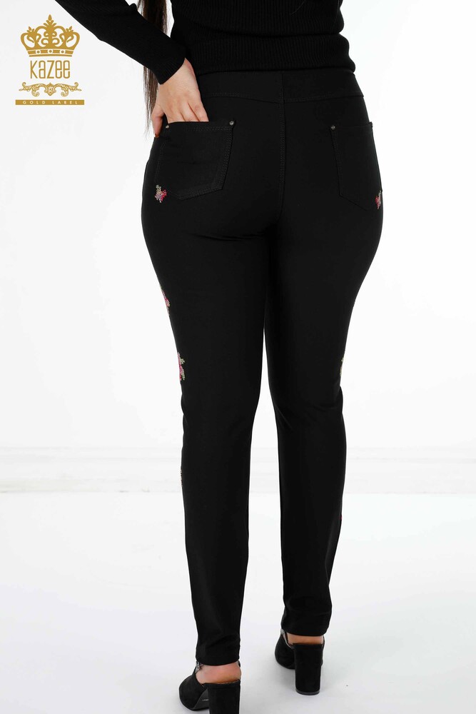 Wholesale Women's Trousers Floral Embroidered Stony Embroidery Viscose - 3410 | KAZEE - 7