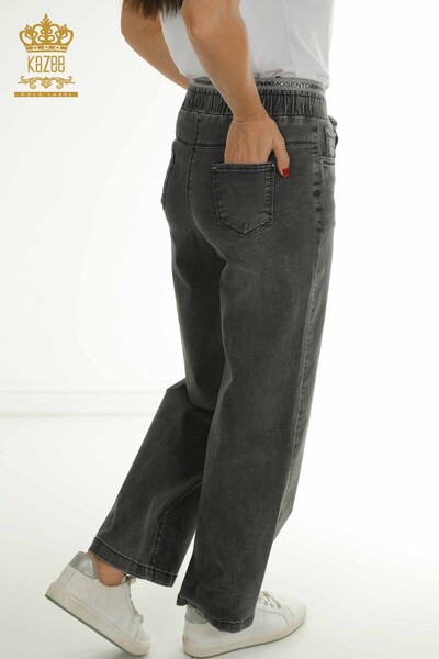Wholesale Women's Trousers Gray with Letters - 2406-4513 | M - Thumbnail