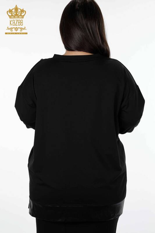 Wholesale Women's Tunic Crew Neck Black - 17365 | KAZEE