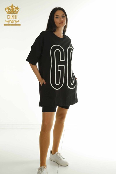 Wholesale Women's Tunic with Pocket Detail, Black - 2402-231019 | S&M - Thumbnail
