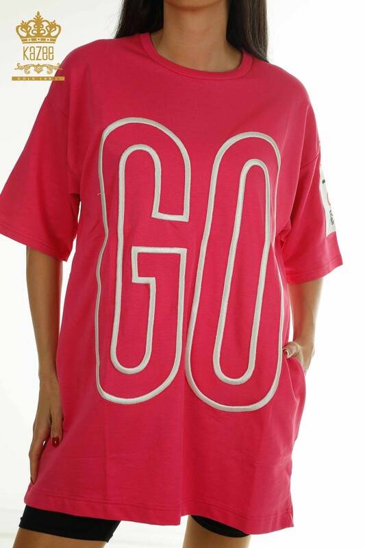 Wholesale Women's Tunic with Pocket Detail, Pink - 2402-231019 | S&M
