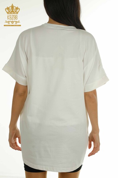 Wholesale Women's Tunic Short Sleeve Ecru - 2402-231035 | S&M - Thumbnail