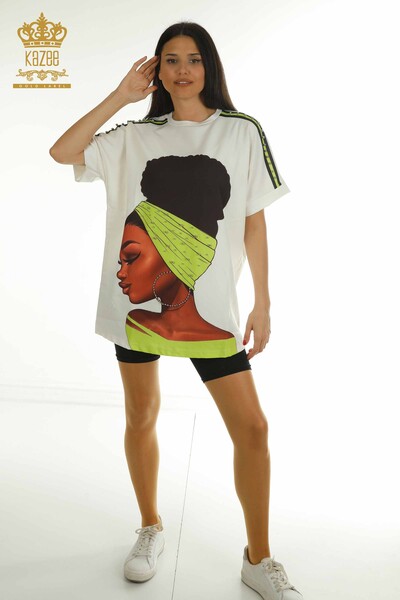 Wholesale Women's Tunic Short Sleeve Pistachio Green - 2402-231021 | S&M - Thumbnail
