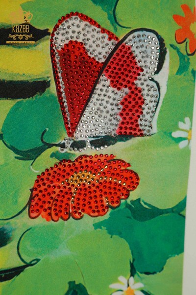 Wholesale Women's Tunic Stone Embroidered Ecru - 2402-231024 | S&M - Thumbnail