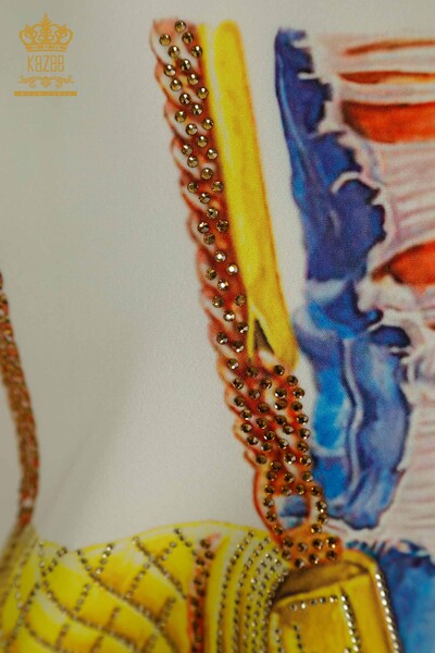 Wholesale Women's Tunic Stone Embroidered Ecru - 2402-231034 | S&M - Thumbnail