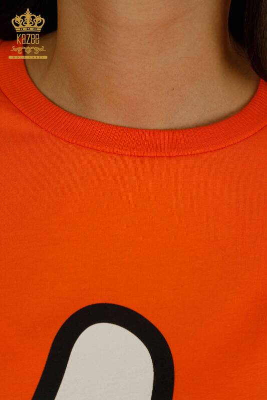 Wholesale Women's Tunic with Text Detail Orange - 2402-231026 | S&M