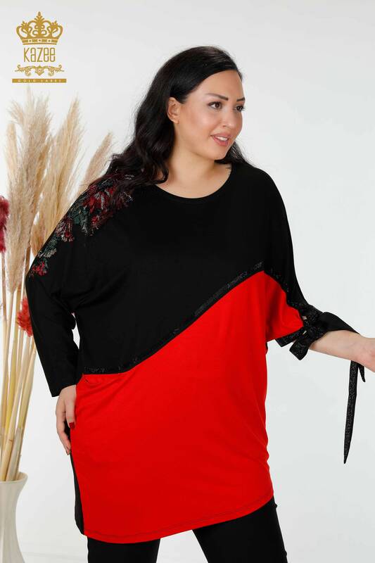 Wholesale Women's Tunic Two Color Black Red - 77732 | KAZEE