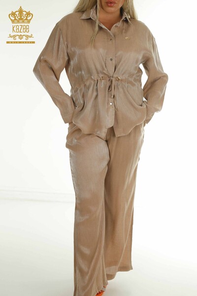 Wholesale Women's Two-piece Suit Button Detailed Mink - 2407-4523 | A - Thumbnail