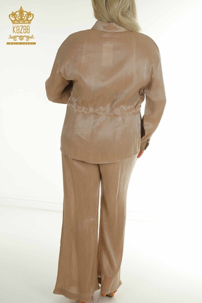 Wholesale Women's Two-piece Suit Button Detailed Mink - 2407-4523 | A - Thumbnail