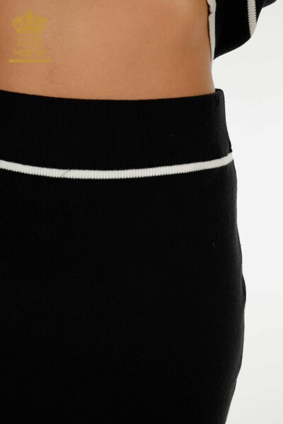 Wholesale Women's Two Suit - Button Detailed - Black Ecru - 30303 | KAZEE - Thumbnail