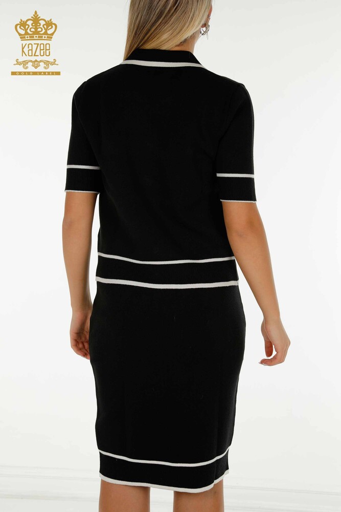 Wholesale Women's Two Suit - Button Detailed - Black Ecru - 30303 | KAZEE - 16