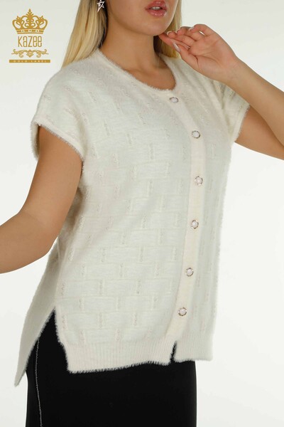 Kazee - Wholesale Women's Vest Bead Detailed Sleeveless Ecru - 30739 | KAZEE (1)