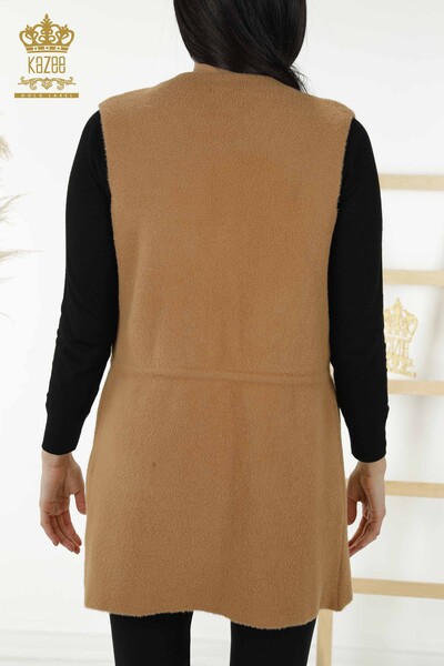 Wholesale Women's Vest Stone Embroidered Corded Camel - 30244 | KAZEE - Thumbnail