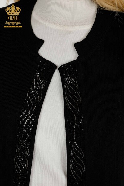 Wholesale Women's Vest Colored Stone Embroidered Black - 30617 | KAZEE - Thumbnail
