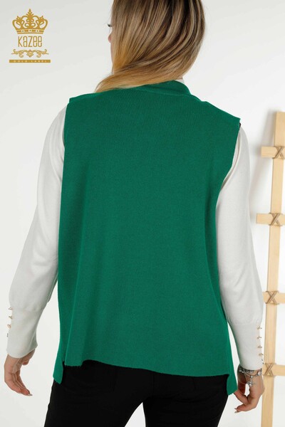 Wholesale Women's Vest Colorful Stone Embroidered Green - 30617 | KAZEE - Thumbnail
