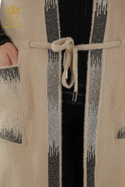Wholesale Women's Vest Crystal Stone Embroidered Beige - 30247 | KAZEE - Thumbnail