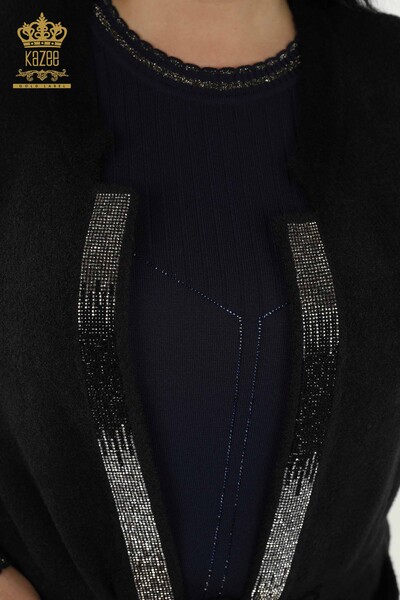 Wholesale Women's Vest Crystal Stone Embroidered Black - 30247 | KAZEE - Thumbnail