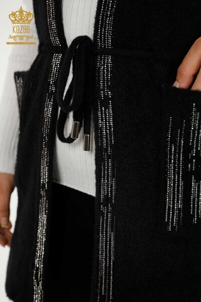 Wholesale Women's Vest Crystal Stone Embroidered Black - 30495 | KAZEE - Thumbnail
