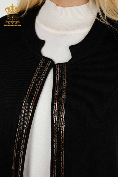 Wholesale Women's Vest Crystal Stone Embroidered Black - 30606 | KAZEE - Thumbnail