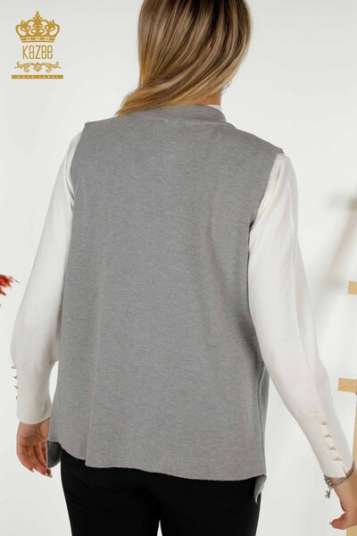 Wholesale Women's Vest Crystal Stone Embroidered Gray - 30606 | KAZEE - 5