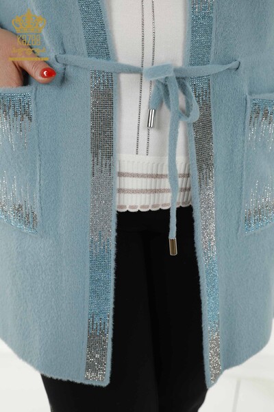 Wholesale Women's Vest Crystal Stone Embroidered Mint - 30247 | KAZEE - Thumbnail