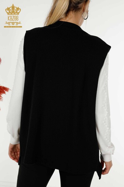 Wholesale Women's Vest Floral Embroidered Black - 30644 | KAZEE - Thumbnail
