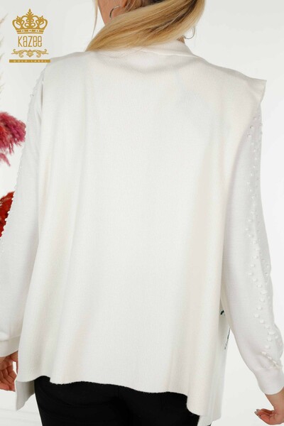 Wholesale Women's Vest Floral Embroidered Ecru - 30644 | KAZEE - Thumbnail
