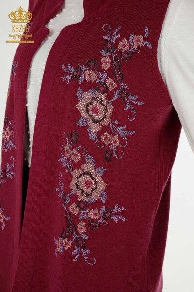 Wholesale Women's Vest Floral Embroidered Lilac - 30644 | KAZEE - Thumbnail