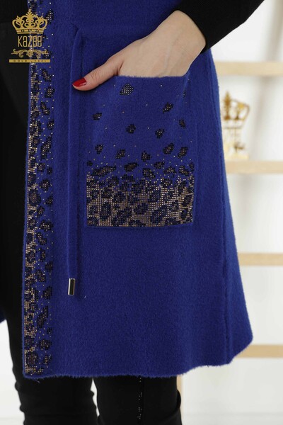 Wholesale Women's Vest - Leopard Stone Embroidered - Dark Blue - 30245 | KAZEE - Thumbnail