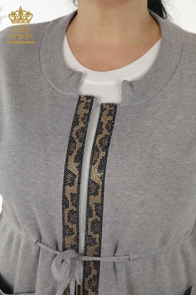 Wholesale Women's Vest - Leopard Stone Embroidered - Gray - 30261 | KAZEE - Thumbnail