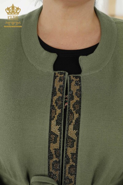 Wholesale Women's Vest - Leopard Stone Embroidered - Khaki - 30261 | KAZEE - Thumbnail
