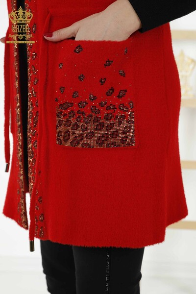 Wholesale Women's Vest - Leopard Stone Embroidered - Red - 30245 | KAZEE - 6