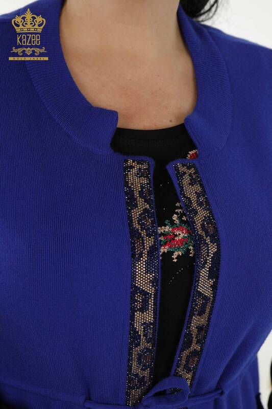 Wholesale Women's Vest Leopard Stone Embroidered Saks - 30261 | KAZEE