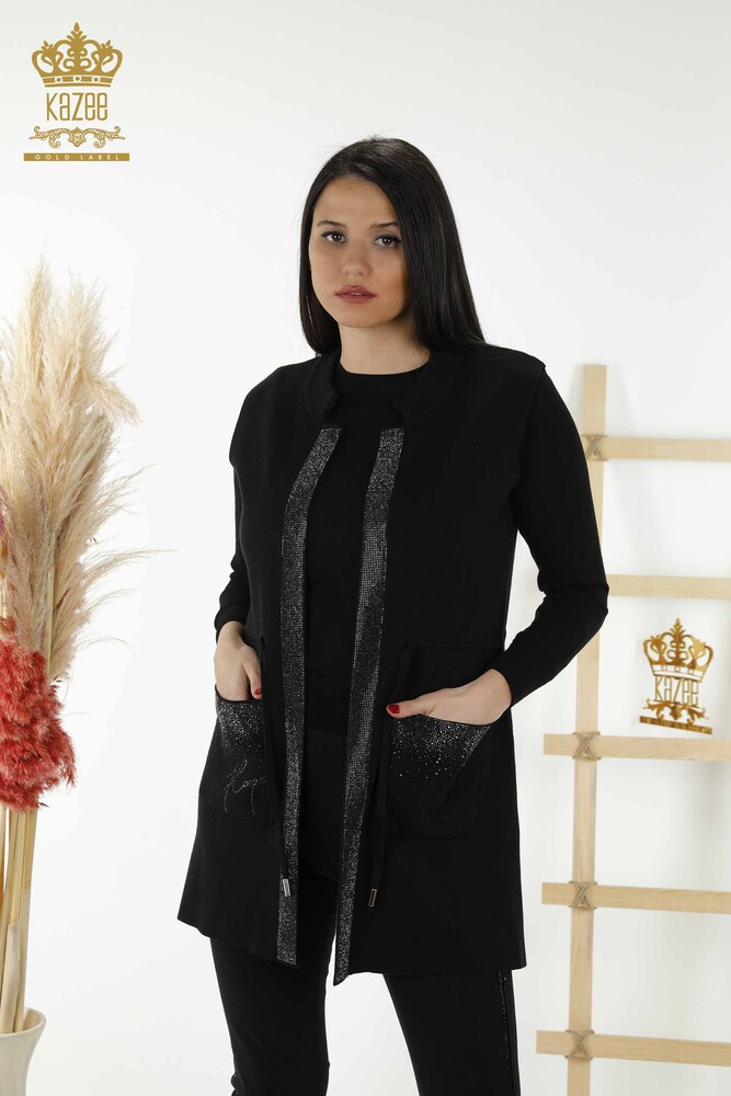 Wholesale Women's Vest - Pocket Detailed - Black - 30308 | KAZEE - 1