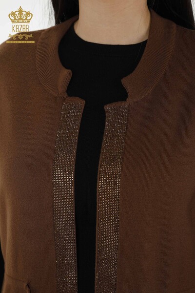 Wholesale Women's Vest - Pocket Detailed - Brown - 30308 | KAZEE - 4