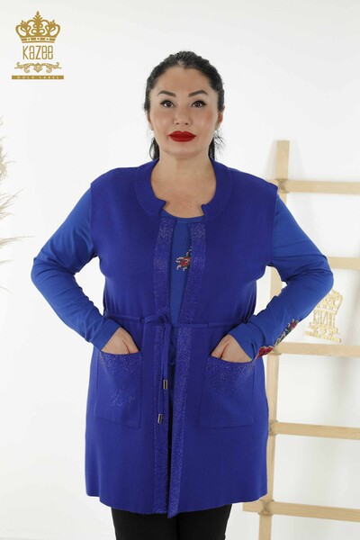 Wholesale Women's Vest - Pocket Detailed - Dark Blue - 30299 | KAZEE 