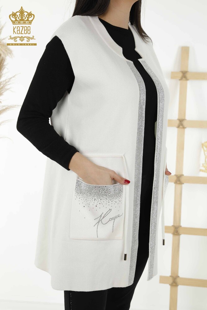 Wholesale Women's Vest - Pocket Detailed - Ecru - 30308 | KAZEE - 2